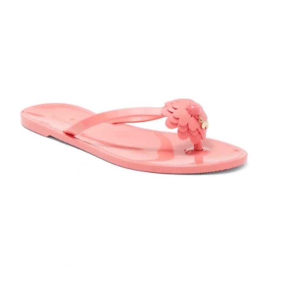 Kate Spade 'Jessa' Flower-Top Jelly Flip-Flop Sandals, Peach Nectar